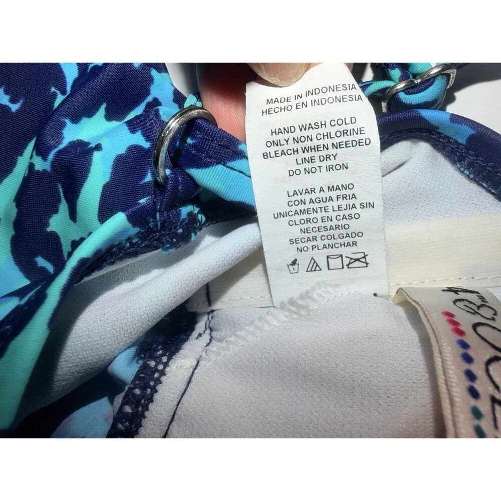 24th & Ocean Tankini Top Womens Sz S Blue Animal Print Layered Ruffle New